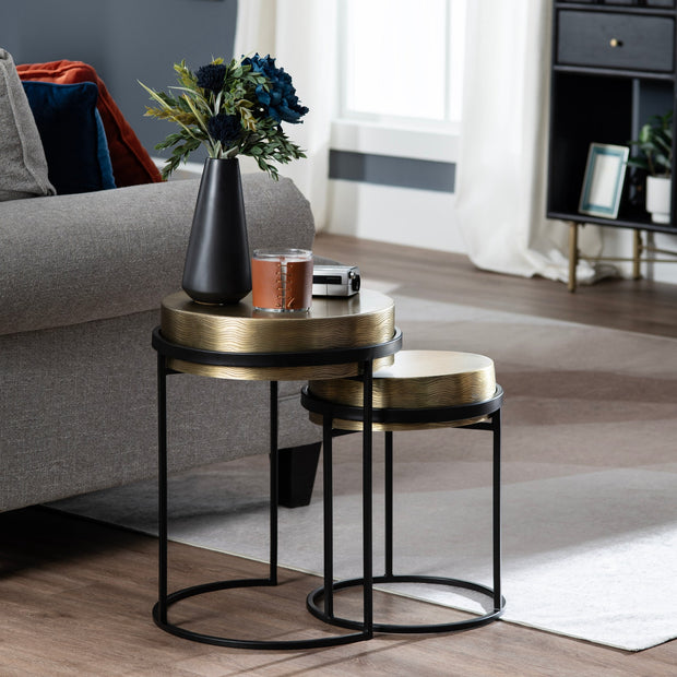 Crestview Collection Hudson Textured Brass Nesting Tables