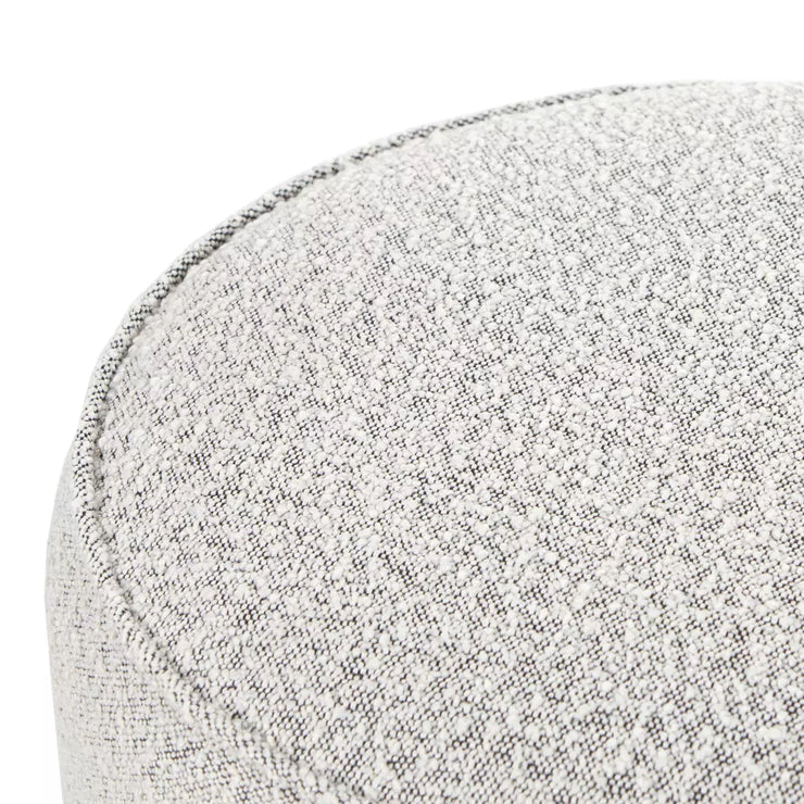 Four Hands Sinclair Round Ottoman  ~ Knoll Domino Grey Boucle Performance Fabric