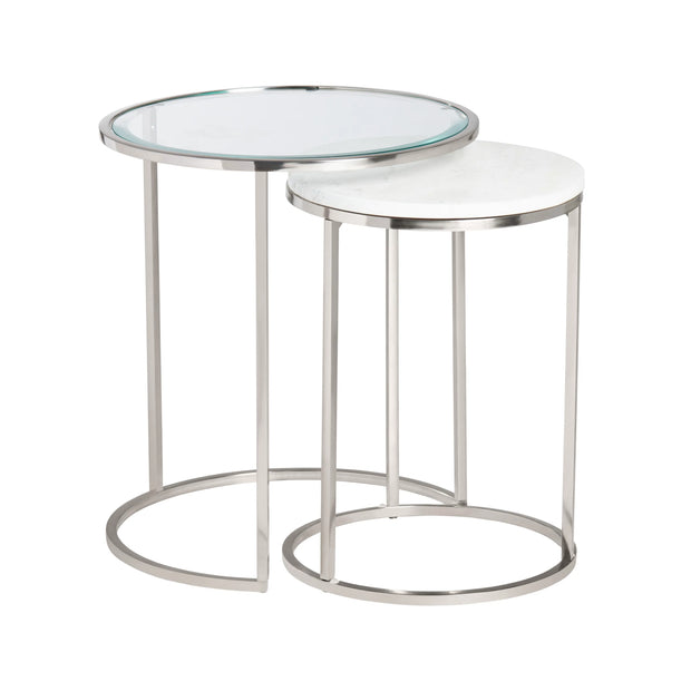 Crestview Collection Cellini Marble and Glass Nesting Tables