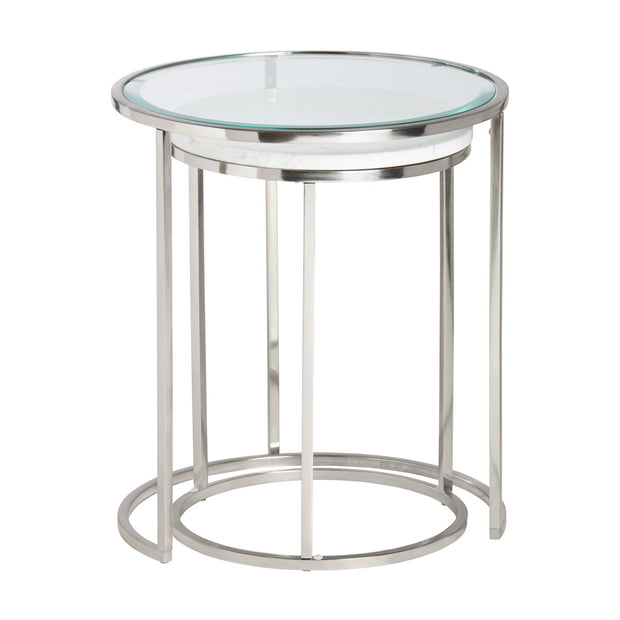 Crestview Collection Cellini Marble and Glass Nesting Tables