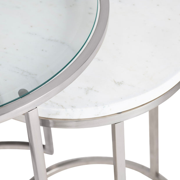 Crestview Collection Cellini Marble and Glass Nesting Tables