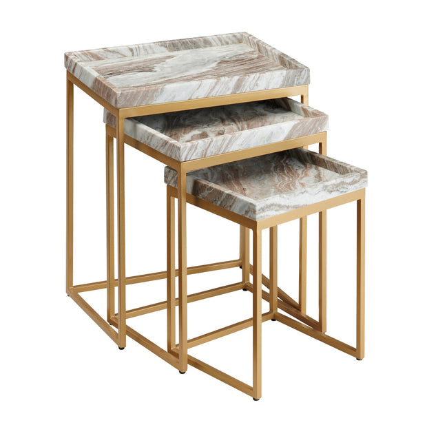 Crestview Collection Torrento Marble Nesting Tables ~ Set Of 3