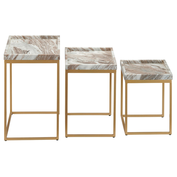 Crestview Collection Torrento Marble Nesting Tables ~ Set Of 3