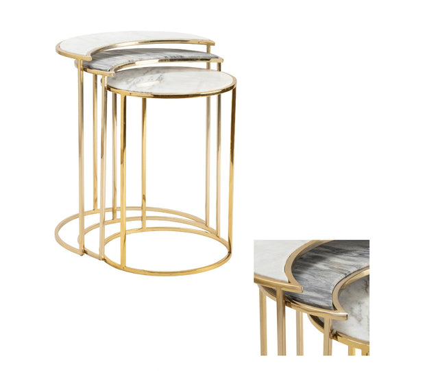 Crestview Collection Astronomy Set of 2 Marble Nesting Tables