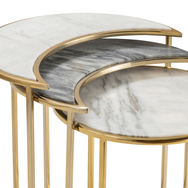Crestview Collection Astronomy Set of 2 Marble Nesting Tables