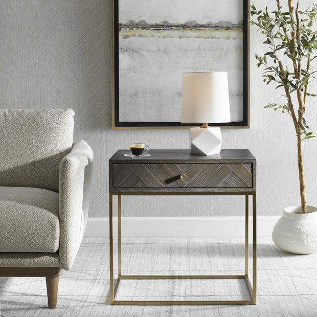Uttermost Armistead Side Table With Brushed Bass Base