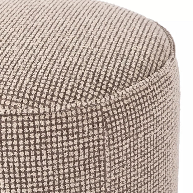 Four Hands Sinclair Round Ottoman  ~ Barrow Taupe Upholstered Performance Fabric