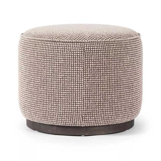Four Hands Sinclair Round Ottoman  ~ Barrow Taupe Upholstered Performance Fabric