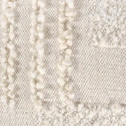 Anaya Home White Boucle Patchwork Handwoven Pillow 14x40 With Down Insert