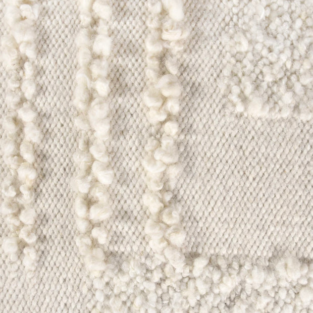 Anaya Home White Boucle Patchwork Handwoven Pillow 14x40 With Down Insert