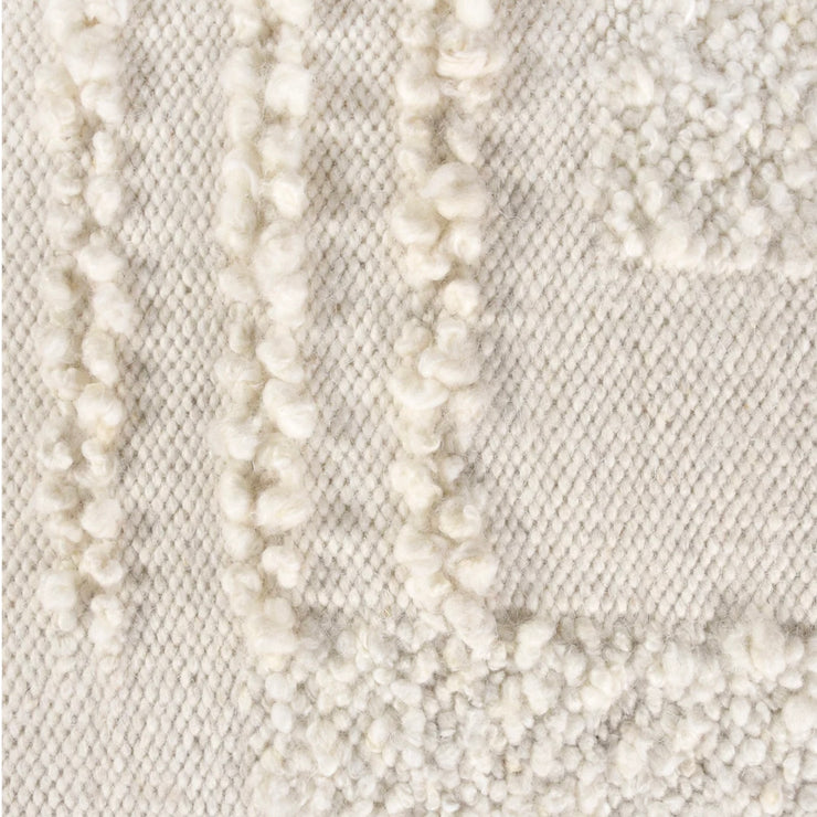 Anaya Home White Boucle Patchwork Handwoven Pouf