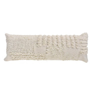 Anaya Home White Boucle Patchwork Handwoven Pillow 14x40 With Down Insert