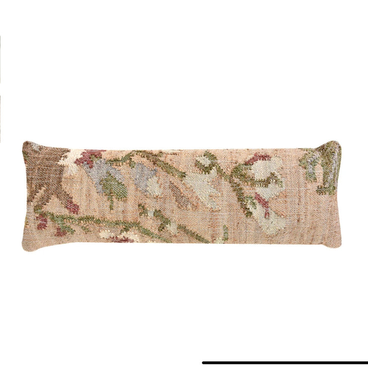 Anaya Home Elegant Floral Handwoven Pillow 14x40 With Down Insert