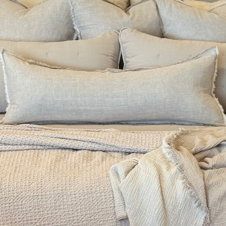 Anaya Home So Soft Linen Natural Beige Fringe Pillow 14 x 40 With Down Insert