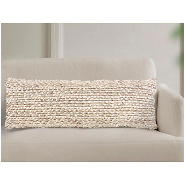 Anaya Home Natural Boucle Handwoven Pillow 14x40 With Down Insert