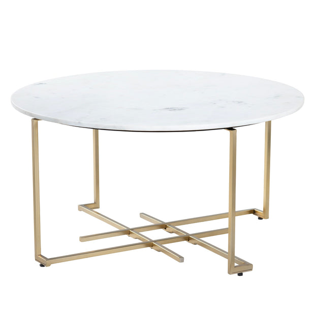Crestview Collection Pembroke Round Gold Iron Coffee Table