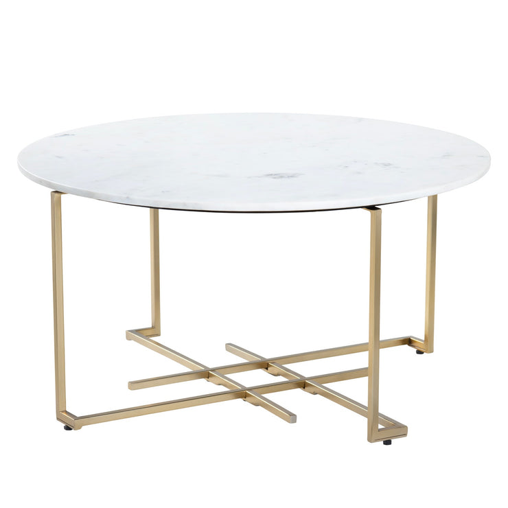 Crestview Collection Pembroke Round Gold Iron Coffee Table