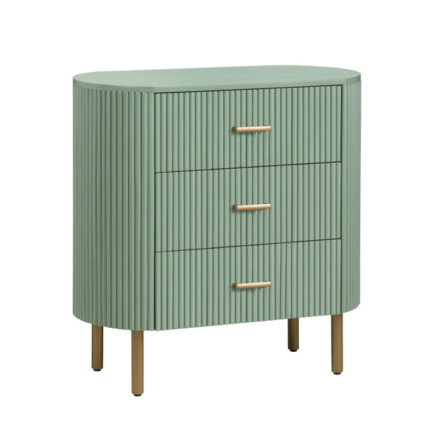 Crestview Collection Astoria Green Fluted Three Drawer Chest