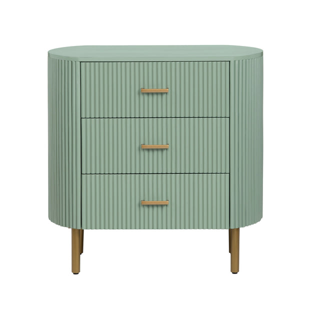 Crestview Collection Astoria Green Fluted Three Drawer Chest