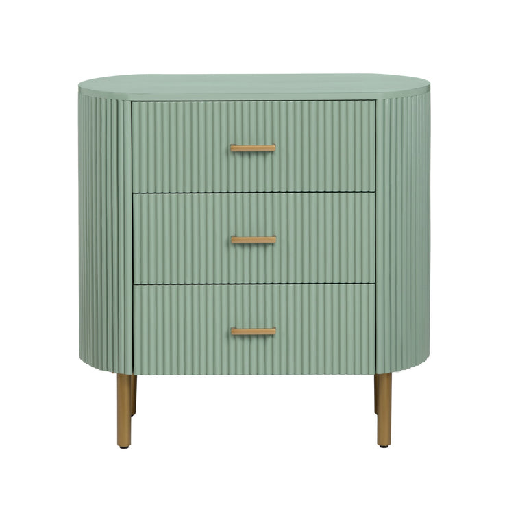 Crestview Collection Astoria Green Fluted Three Drawer Chest