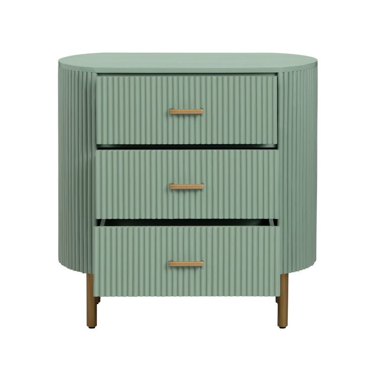 Crestview Collection Astoria Green Fluted Three Drawer Chest