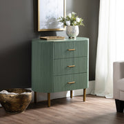 Crestview Collection Astoria Green Fluted Three Drawer Chest