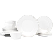 Vietri Lastra White 16 Piece Dinnerware Set ~ Handcrafted Italian Stoneware