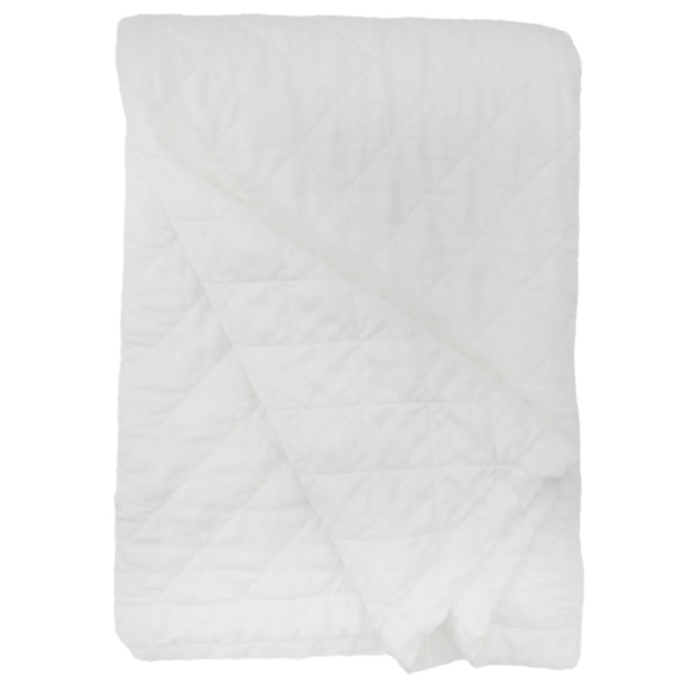 Pom Pom at Home Monaco White Bamboo Sateen Oversized Throw Blanket ~ 68” x 94”