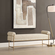 Uttermost Bolster Pearl White Textured Boucle Bench