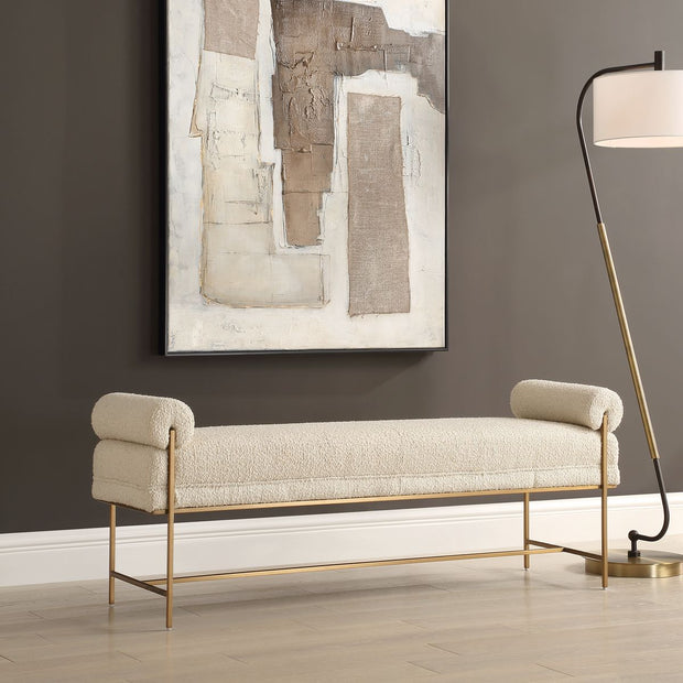 Uttermost Bolster Pearl White Textured Boucle Bench