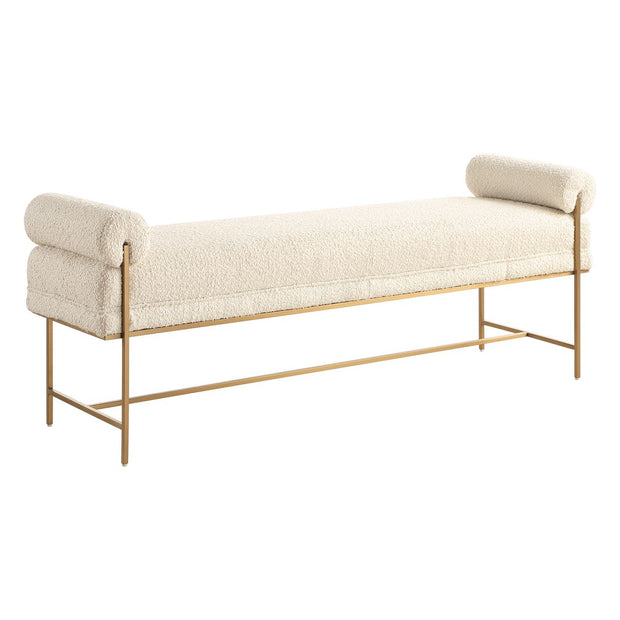 Uttermost Bolster Pearl White Textured Boucle Bench