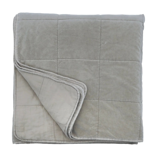Pom Pom at Home Amsterdam Shore Blue Cotton Velvet Oversized Throw Blanket