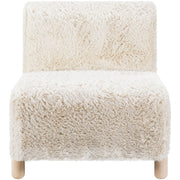 Surya Kenwood Modern Faux Cream Sherpa Low Profile Accent Chair With Wood Legs