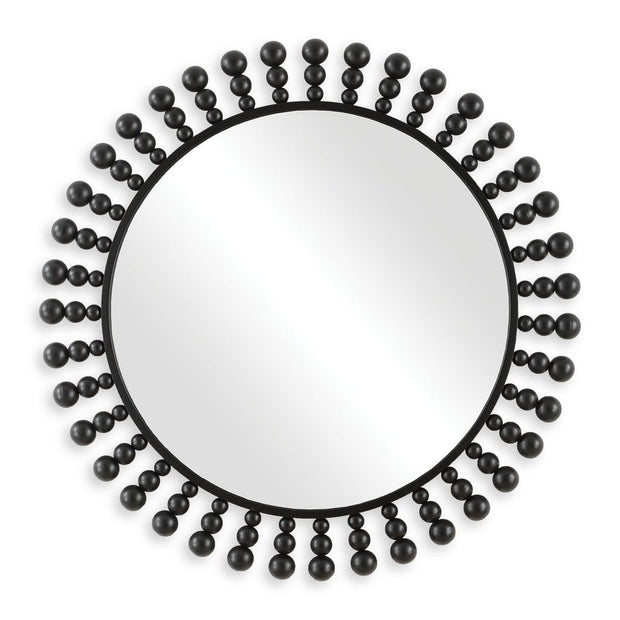 Uttermost Aziel Sleek Satin Black Round Mirror