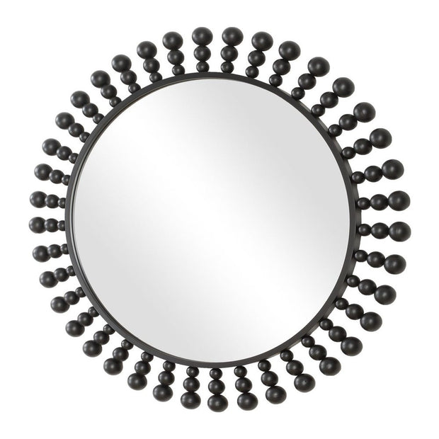 Uttermost Aziel Sleek Satin Black Round Mirror