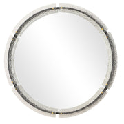 Uttermost Crystalline Sleek Black Iron Framed Round Mirror