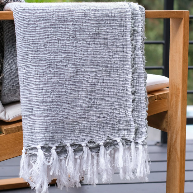 Pom Pom at Home Athena Shore Blue Throw Blanket ~ 50” x 70”
