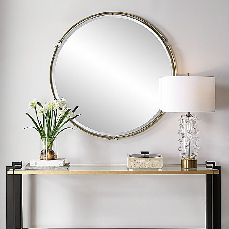 Uttermost Wesley Decorative Double Iron Bands Round Mirror