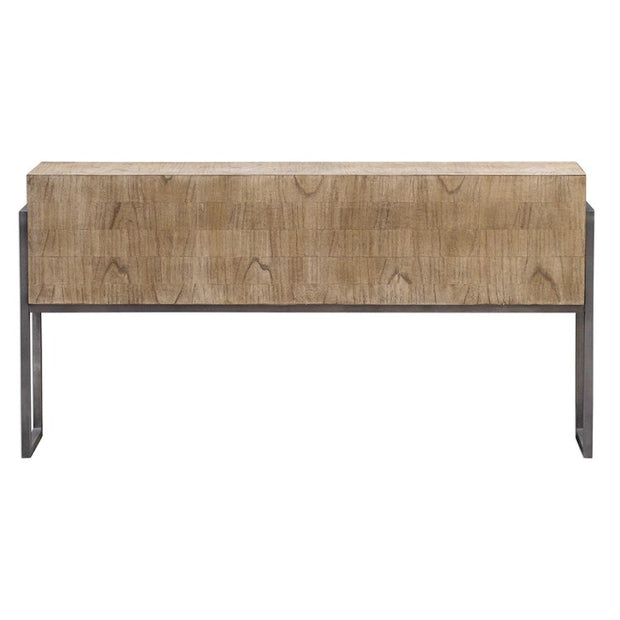 Uttermost Nevis Light Wash With Aged Iron Frame Console Table