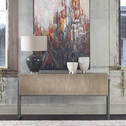Uttermost Nevis Light Wash With Aged Iron Frame Console Table