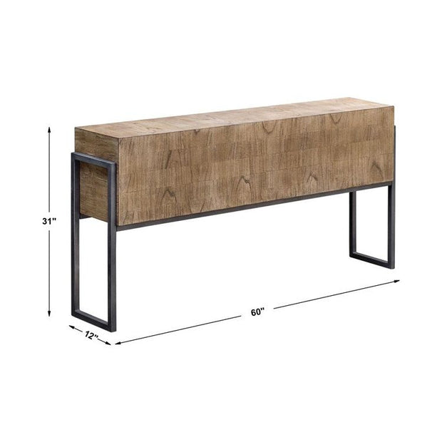 Uttermost Nevis Light Wash With Aged Iron Frame Console Table