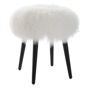 Uttermost Woolly Accent Stool White Sheepskin With Matte Black Legs