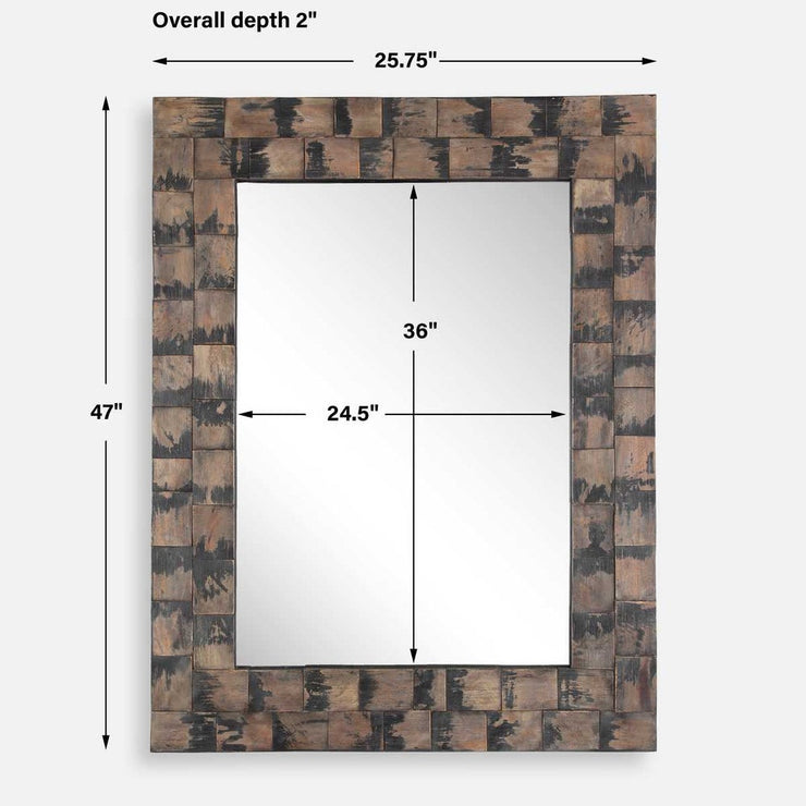 Uttermost Burke Layered Mahogany Blocks Mirror