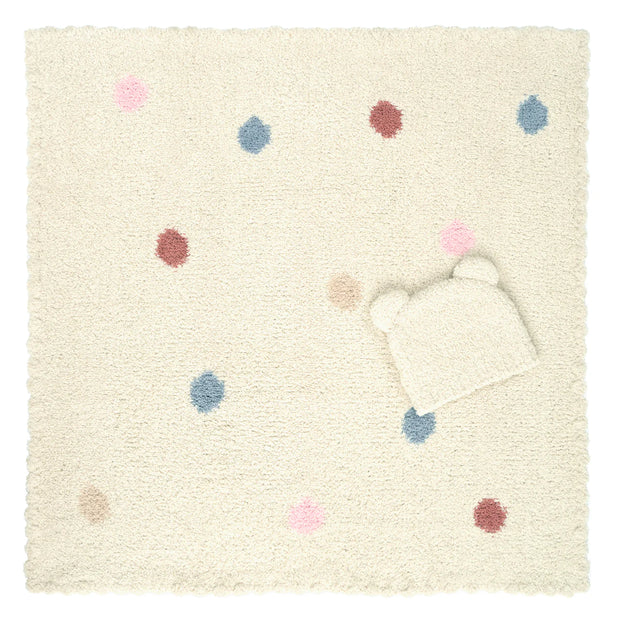 Kashwere Baby Ultra Plush Linen Polka Dotted Baby Blanket & Bear Cap