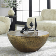 Uttermost Gilded Dome Antique Gold Hammered Aluminum Modern Round Coffee Table