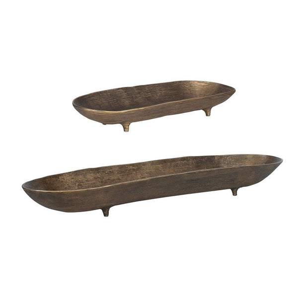 Uttermost Stratum Set of 2 Antique Brass Oval Bowls