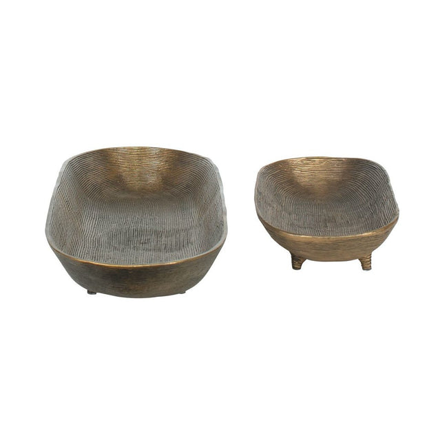 Uttermost Stratum Set of 2 Antique Brass Oval Bowls