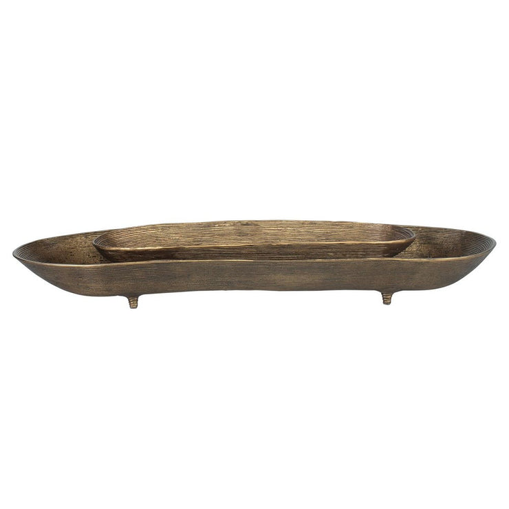 Uttermost Stratum Set of 2 Antique Brass Oval Bowls