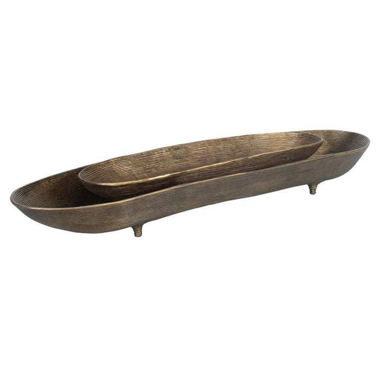 Uttermost Stratum Set of 2 Antique Brass Oval Bowls