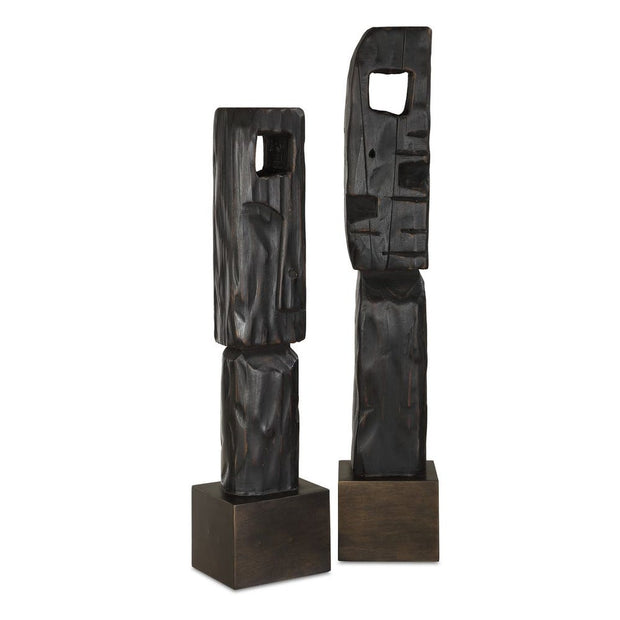 Uttermost Cipher Set of 2 Wood Sculpture Totems